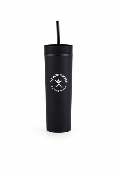 Double Wall Plastic Skinny Tumbler Cup with Straw