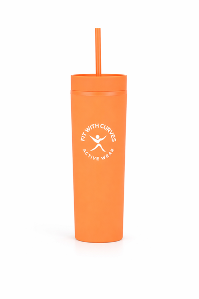 Double Wall Plastic Skinny Tumbler Cup with Straw
