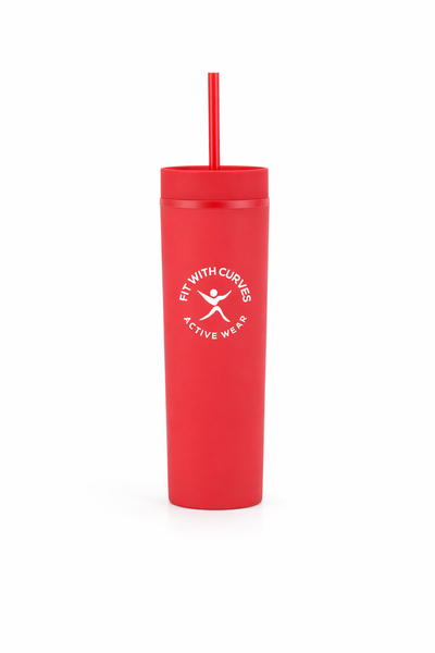 Double Wall Plastic Skinny Tumbler Cup with Straw