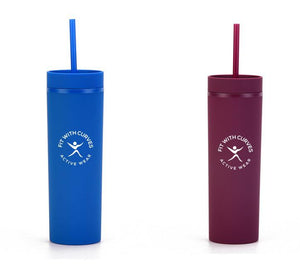 Double Wall Plastic Skinny Tumbler Cup with Straw