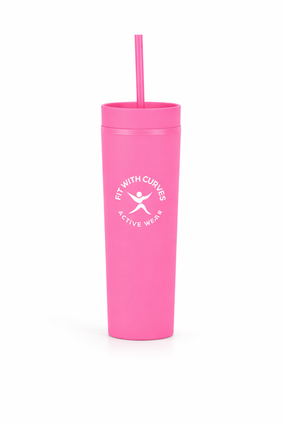 Double Wall Plastic Skinny Tumbler Cup with Straw