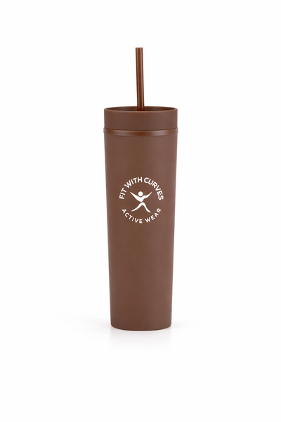 Double Wall Plastic Skinny Tumbler Cup with Straw