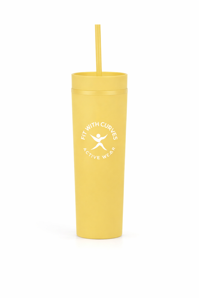 Double Wall Plastic Skinny Tumbler Cup with Straw