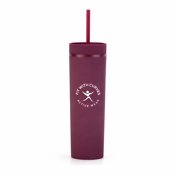 Double Wall Plastic Skinny Tumbler Cup with Straw